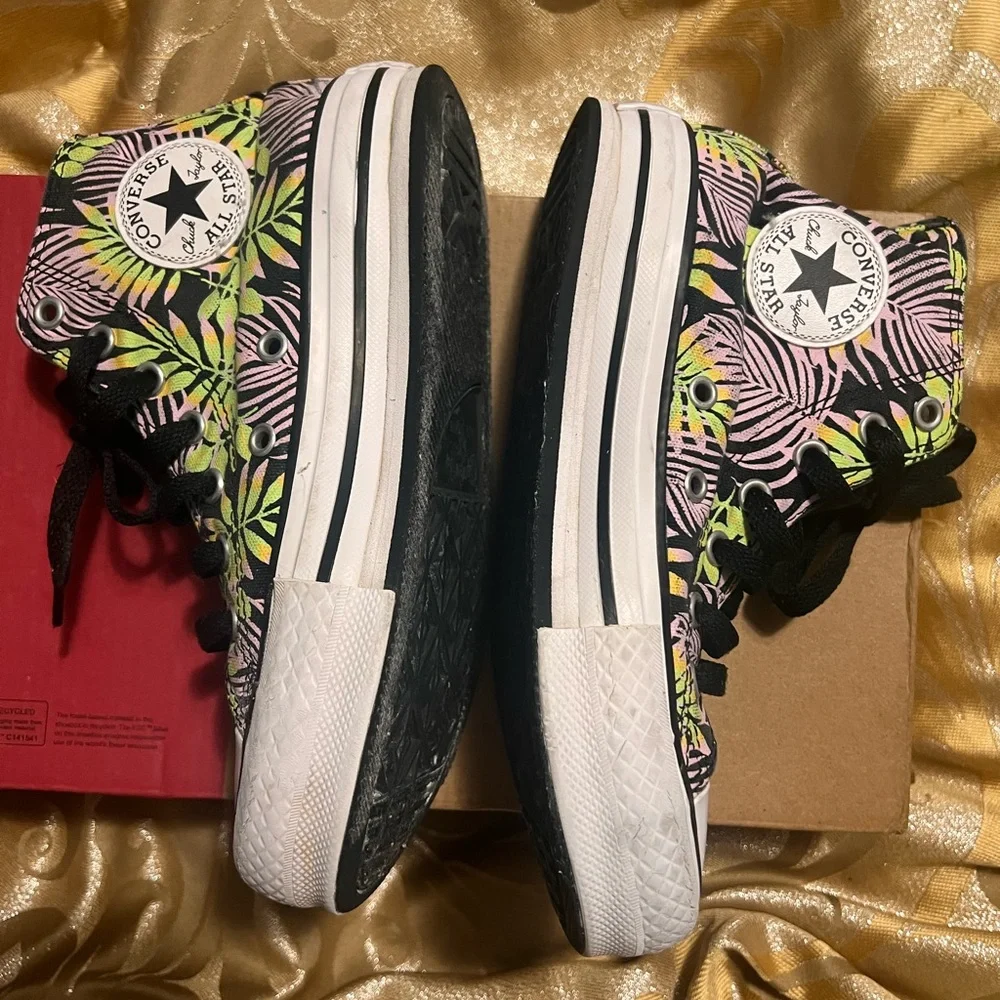 Converse CTAS Eva Lift Platform Sneaker Pink Green Black Canvas High Top Girls 2